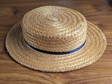 Vintage olney straw boater hat - boater,
