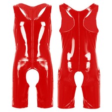 UK Men Wet Look PVC Leather