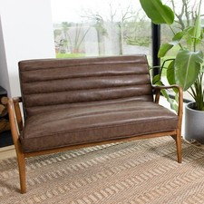 BROWN SOFA FAUX LEATHER RETRO