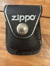 Zippo Leather Lighter Case / Pouch, Belt Loop, Black - Genuine Leather