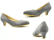 LADIES WOMENS LOW KITTEN HEEL WORK COURT EVENING GIRLS SHOES PUMPS SIZE 3-12shoe