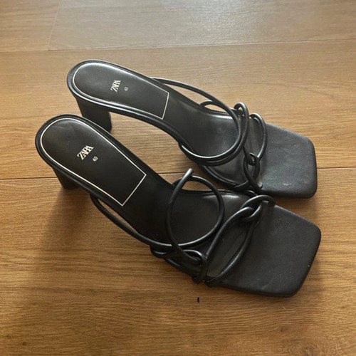 Zara black leather strappy - zara,