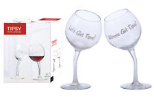 SET OF 2 TIPSY WINE GLASS