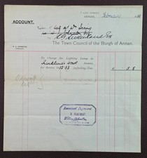 1933 Town Council of the Burgh of Annan Lighting Account High Street Annan