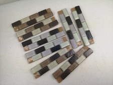 Joblot Rectangle Brick Glass Black BrownClear Opaque Mosaic Border Craft Tiles