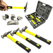 7PC CAR AUTO BODY DENT REPAIR PANEL KIT + CASE BEATERS BEATING FIBREGLASS HAMMER