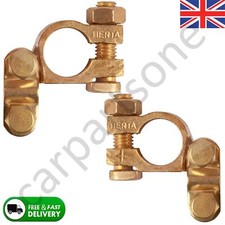 2X Battery Brass Terminal Clamp Connectors Heavy Duty Bolts POSITIVE+NEGATIVE 
