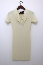 Rare VTG 80s 90s Hunza G Style Ribbed Ivory Lycra Dupont Bodycon Mini Dress
