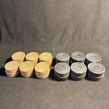 Vintage Set of Turned wooden Draughts 24 pieces in pre owned condition. 