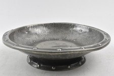 AM & Co English Pewter 545 Grey Metal Hammered Bowl Round Stud Medieval Style