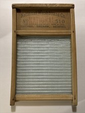 Vintage National Washboard Co. No. 510 Glass Wash Board Wood Laundry