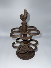 Vintage Cast Iron Egg Holder Chicken Hen Storage 