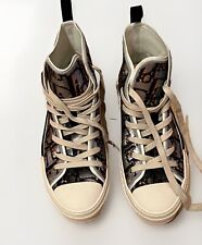 Dior - B23 Silver-Tone Blue & Orange Oblique Sequinned Embroidered High Tops.