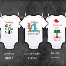 Personalised 1st Christmas Elf Baby Grow, Bodysuit,Baby wear. First Xmas 2022