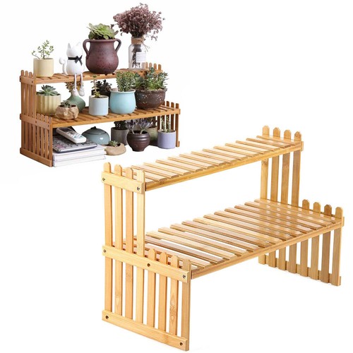 Tier ladder shelf wooden - 2-tier,