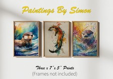 Playful Otters 3 x 5"x7"