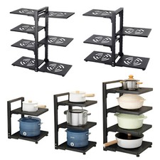Adjustable Kitchen Pot Pan Saucepan Storage Rack Holder Sturdy Organiser Shelf