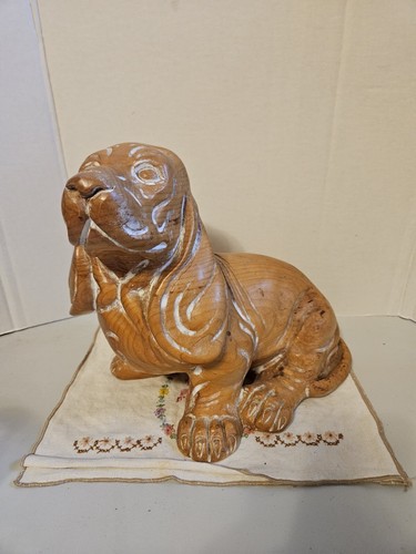 Vintage wood bassett dog - wood,