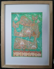 Original folk art naive framed