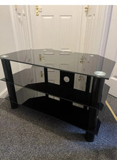 Black Chrome Home Matrix Glass Corner TV Unit Table