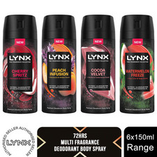 Lynx Body Spray 72Hrs of Freshness Aluminium Free Deodorant 150ml, 6 Pack