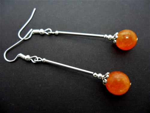 Pair long orange jade - pair,
