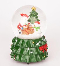 Musical Snow Globe Christmas Tree Base Santa 15cm Tabletop Xmas Window Decor