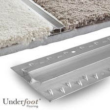 Carpet to Carpet Floor Double Door Bar - 0.9m Silver Metal Threshold Trim Strip