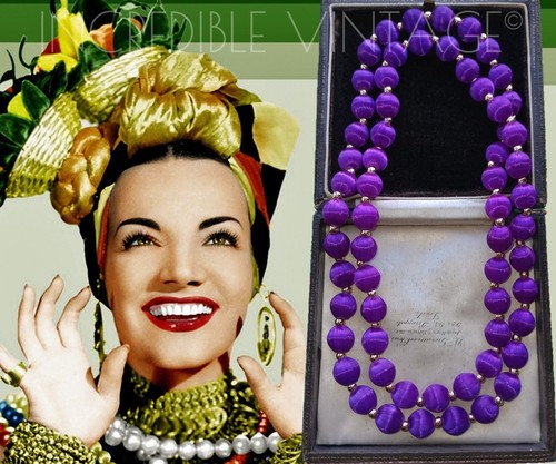 Vintage purple silk beads - silk, long