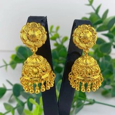 Asian Indian 24k Gold Plated Jhumka Earrings Jewellery gift Set Accessories *Uk*
