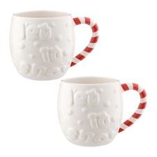 Price & Kensington Set Of 2 Christmas "Let it Snow" Candy Cane Mugs 510ml