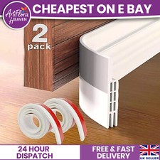 Pack Of 2 White Door Draught Excluder Strip Self Adhesive Bottom Seal Draft