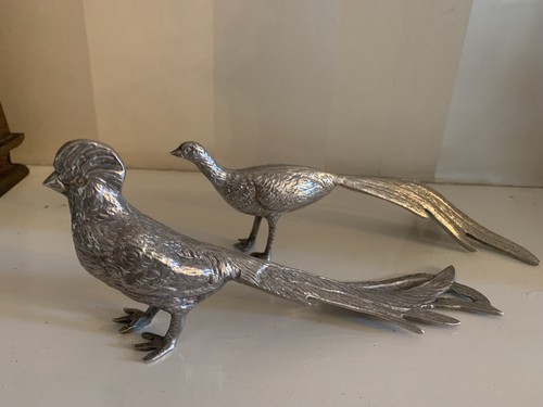 Antique silver tone metal - metal, pair
