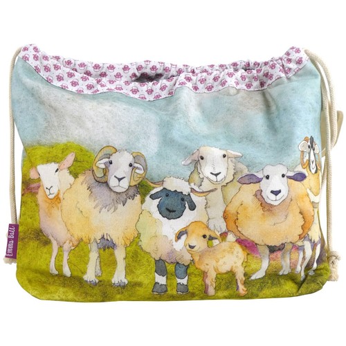 Felted sheep drawstring bag - felted,
