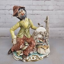 Capodimonte Figurine Ceramic Ornament Man Sharpening Knives Italy Vintage 11"