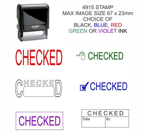 Checked rubber stamp self - checked,
