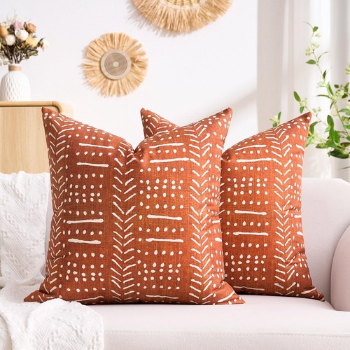 Brick red striped - red, pillow