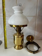 Brass oil lamp with gimbal and glass chimney