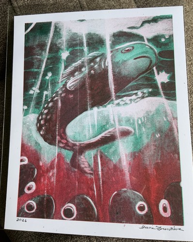 Fish god risograph print - “fish,