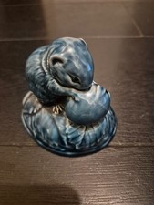 Vintage Poole Pottery Vole Eating a Strawberry Figure - Blue Glaze Range
