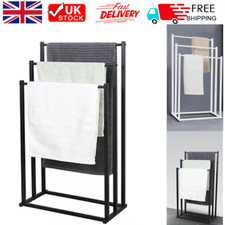 Black White 3 Tier Free Standing Towel Rail Stand Unit Rack Storage Bathroom