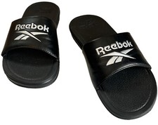 Reebok Flip Flops Mens Size 6 Slip On Black and White Beach Pool Shoes