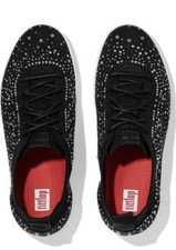 FitFlop Women's Uk 4 Rally Ombre Crystal Knit Sneakers Trainers Black