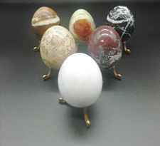 Onyx Marble Eggs with Stand, Handmade Set of 6 Stone Eggs