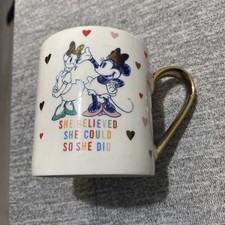 Disney Minnie Mouse Daisy Duck Mug She Believed She Could So She Did Hearts Gold