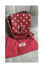 Cath Kidston Vintage Red Polka Dots Leather Saddle/Crossbody Bag 
