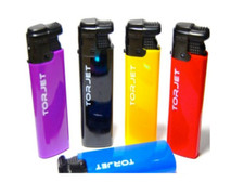 4 x TORJET  WINDPROOF TURBO JET FLAME ELECTRONICLIGHTER REFILLABLE ASSORTED