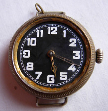 Trench watch WW1 black face 39mm Swiss made, jewels, no glass, not working