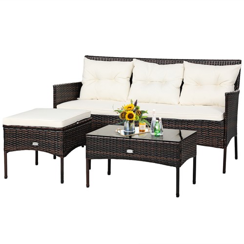 Costway 3pcs patio rattan - patio,