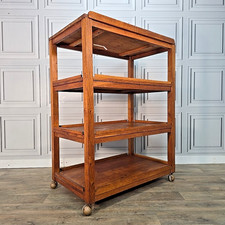 Vintage oak library trolley - oak,